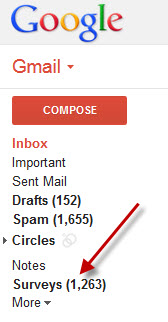surveys gmail tab